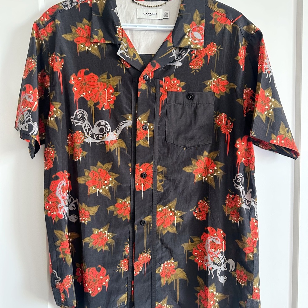 Coach Black and Red Casual Button Down Shirt